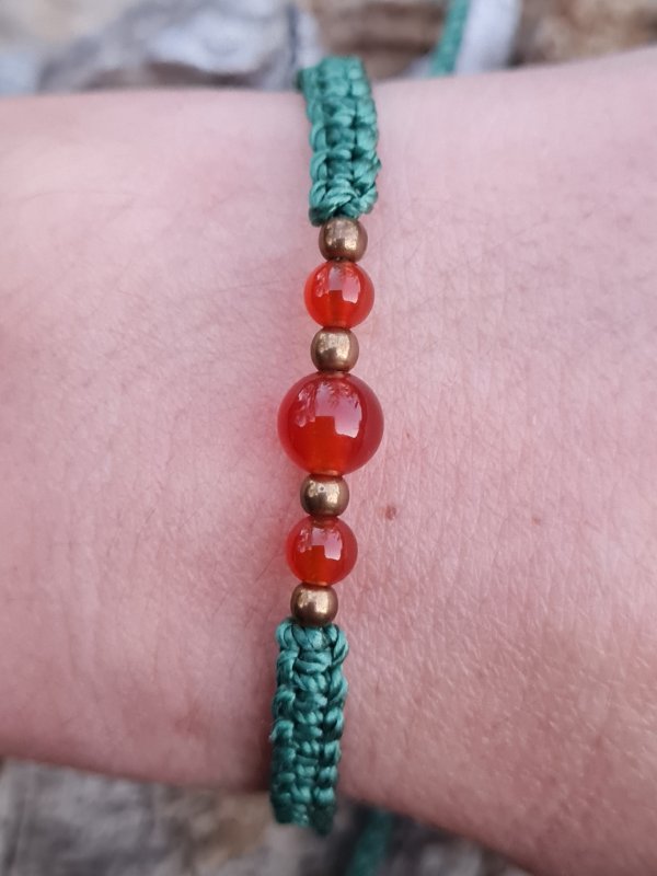 Bracelet macramé rose avec intercalaire circulaire